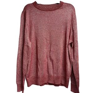 Jeff XL Red Sparkle Knit‎ Long Sleeve Sweater Pullover Metallic Holiday